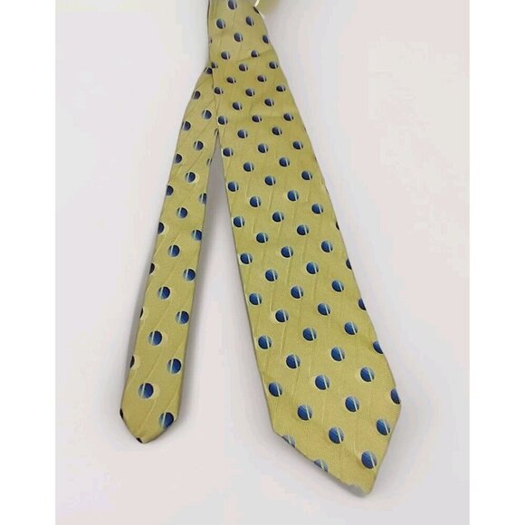 Ermenegildo Zegna Men's 100% Silk Italy Yellow & Blue Geometric Tie Necktie - Picture 1 of 8